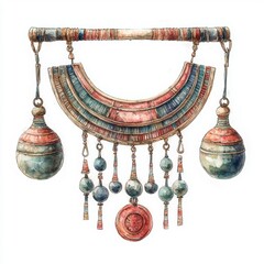Colorful Traditional Necklace with Decorative Elements and Beads