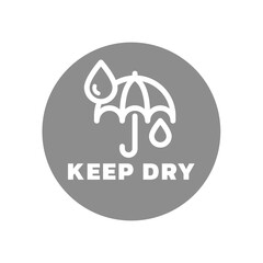 Keep dry vector label with umbrella. Packaging product sticker or sign.
