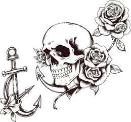 skull and roses Tattoo