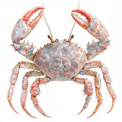Realistic Illustration of a Crab with Detailed Features and Colors