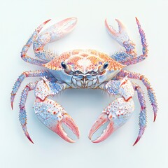 Realistic Illustration of Colorful Crab with Detailed Shell Patterns