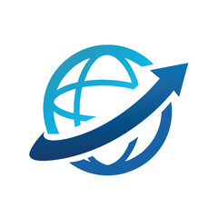 3D Globe Arrows Movement Logo Icon Design