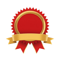 Elegant Red and Gold Award Badge with Starburst Edge, 