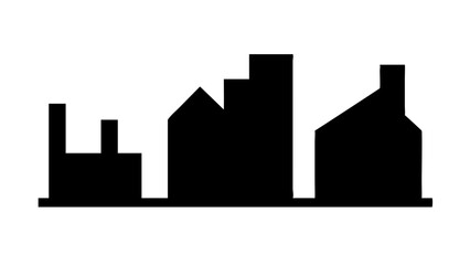 Fototapeta premium Abstract Black and White City Skyline Featuring Geometric Shapes and Minimalist Modern Building Silhouettes, Stylized Urban Architecture with Clean Lines, Sophisticated Architectural Illustration