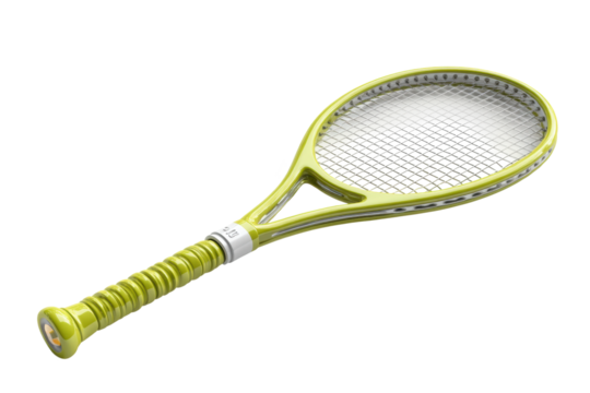PNG Green tennis racket with modern design and black strings on white background