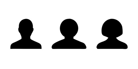 Minimalist Black and White Silhouette of a Human Figure as a Simple Avatar or Profile Icon for User Interface, Digital Identity, and Graphic Design Concepts