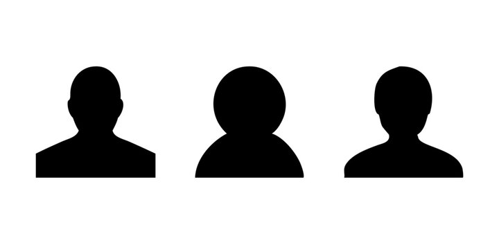 Minimalist Black and White Silhouette of a Human Figure as a Simple Avatar or Profile Icon for User Interface, Digital Identity, and Graphic Design Concepts