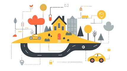 Naklejka premium Smart Home with City, and Connected Life.