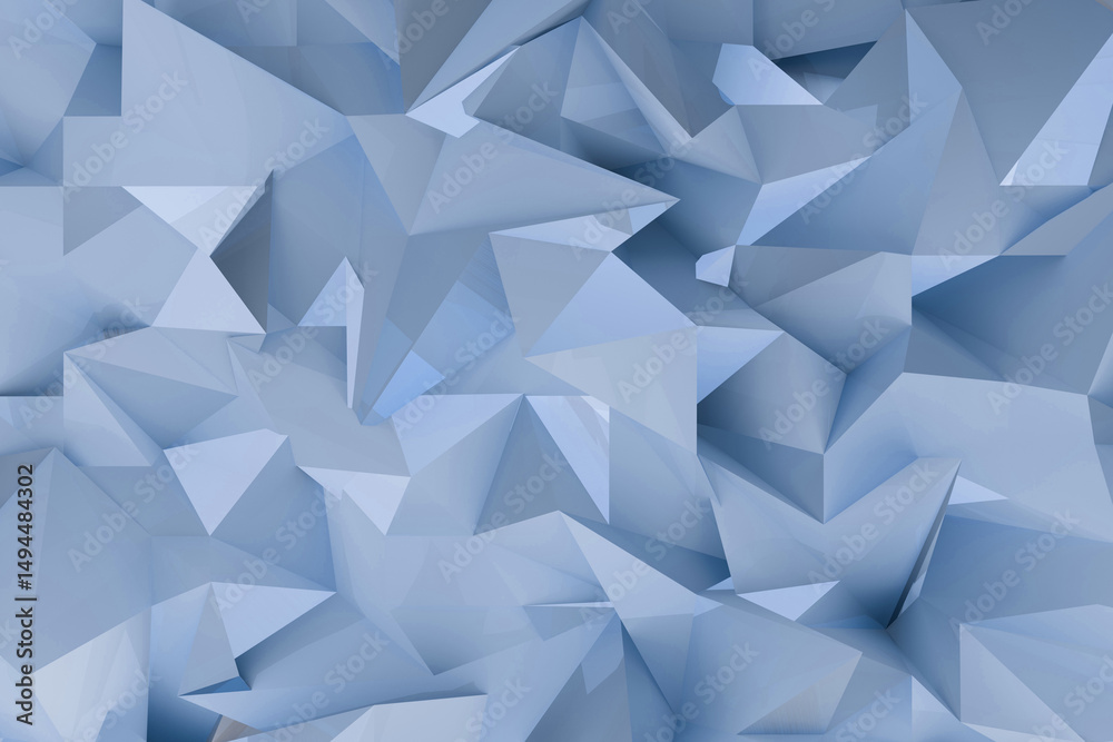 Poster dynamic 3d abstract geometric background featuring blue polygonal shapes. 3d rendering pattern in mo