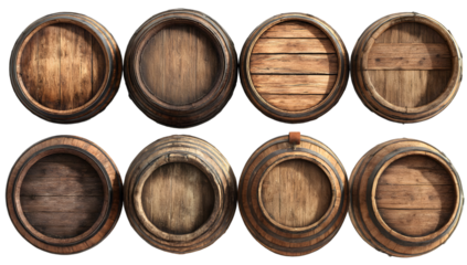Wooden barrels collection storage container objects