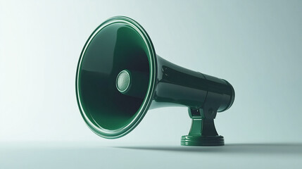 Close-up of a green megaphone on a white background