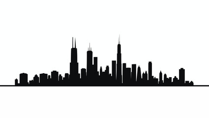 Obraz premium minimal Chicago skyline, flat Chicago skyline,