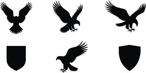  flying eagle icon, perched eagle symbol