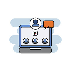 Webinar  color line icon with white background vector stock illustration