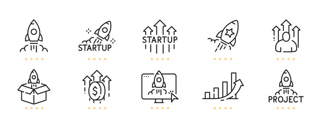 Startup related line icons. Editable stroke