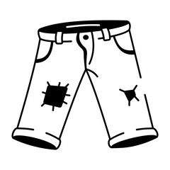 A hand drawn style icon showing pirate torn pants
