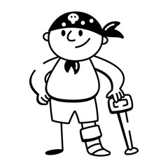 A doodle style icon showing a cartoon pirate character
