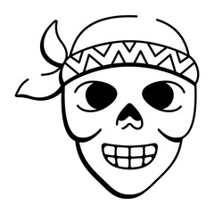 An icon of pirate skull designed in hand drawn style
