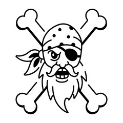 An icon of pirate tattoo illustrated in drawing style
