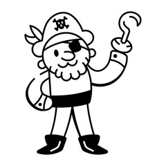 A sketchy style icon showing an old pirate character
