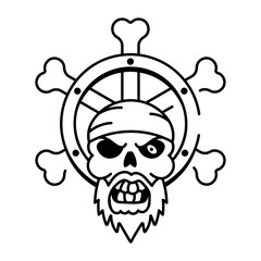 An icon of pirate head designed in doodle style
