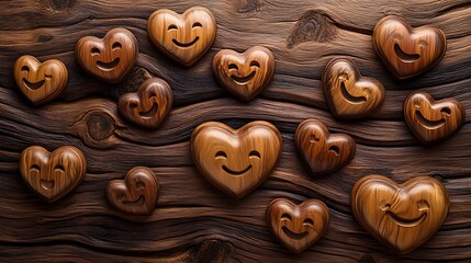 Smooth layered wood with rotating emoji hearts