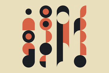 Obraz premium Modern Bauhaus Style Abstract Design with Geometric Shapes