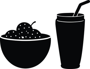 Breakfast food smoothie bowl icon silhouette vector illustration
