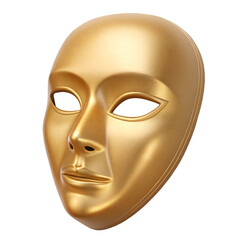 Golden blank mask isolated on white background