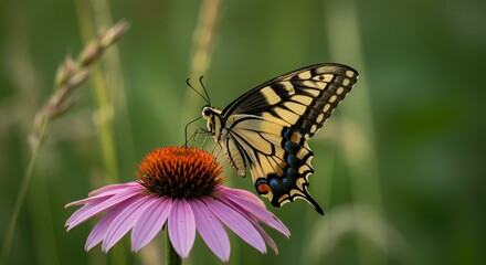 Fototapeta premium Eastern Tiger Swallowtail Butterfly on Coneflower