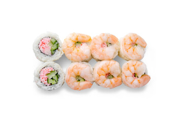 Sushi roll set isolated on white background