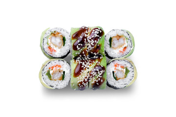 Sushi roll set isolated on white background