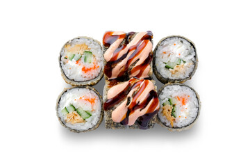 Sushi roll set isolated on white background