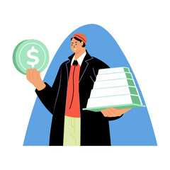 Flat style illustration showing a value investor