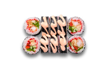 Sushi roll set isolated on white background
