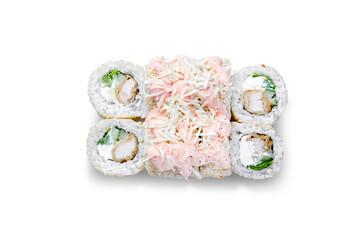 Sushi roll set isolated on white background