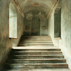 "Vintage Staircase in Old Building"