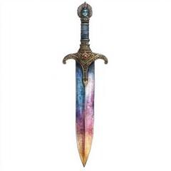 Ornate Fantasy Sword with Gradient Blade and Decorative Hilt Design