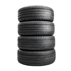 Empty stacked tires isolated on white background © Alisha