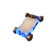 Enchanted Glowing Scroll Magical Parchment with Blue Energy