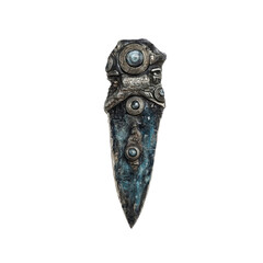 Ornate Ancient Dagger with Turquoise Inlays - Isolated on Black