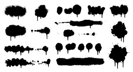Graffiti Spray Paint Brushstrokes and Splatters - Vector Set