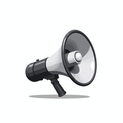 Sleek bullhorn illustration on white background, clear communication tool