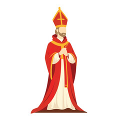Obraz premium Religious figure in red robes standing with clasped hands, spiritual authority