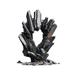 Striking Black Crystal Cluster with Central Void - Mineral Specimen Photography