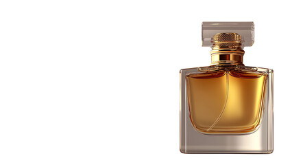 Fond decran de parfum transparent avec une bouteille en or a l'allure elegante, style photo, fond transparen background.