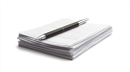 Elegant pen rests atop a stack of crisp white