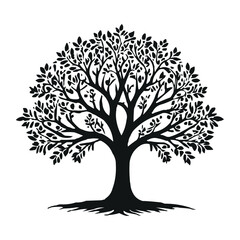 tree logo in black color whit white background