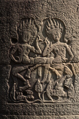 Apsara Carving Detail at Angkor Wat Temple in Cambodia