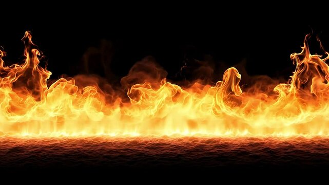 A fierce, loopable border of raging fire licking upward.